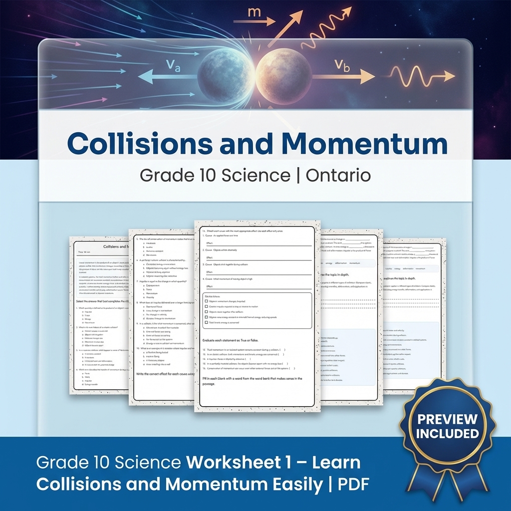 Grade 10 Science Lesson Group: Motion & Forces Ontario Curriculum Bundle — included worksheet 12