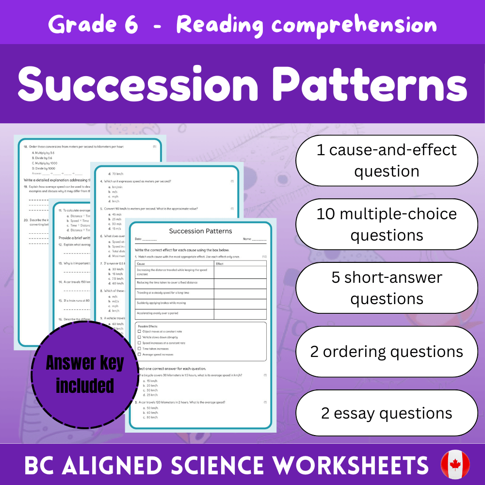6th Grade Science | Understanding Succession Patterns Worksheet (PDF)