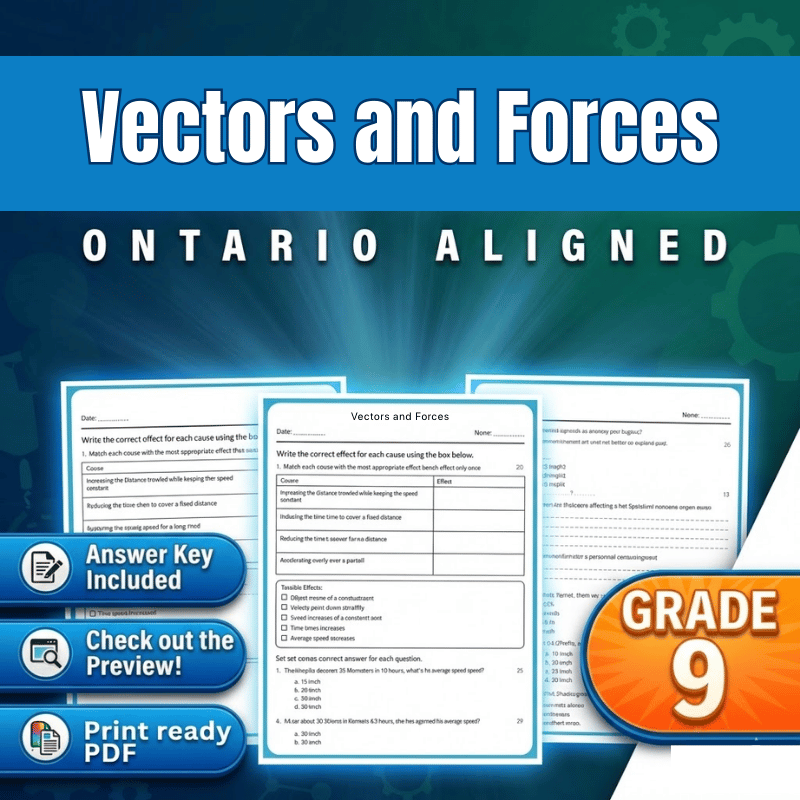 Grade 9 Science | Vectors and Forces Worksheet (PDF) | Ontario Standards