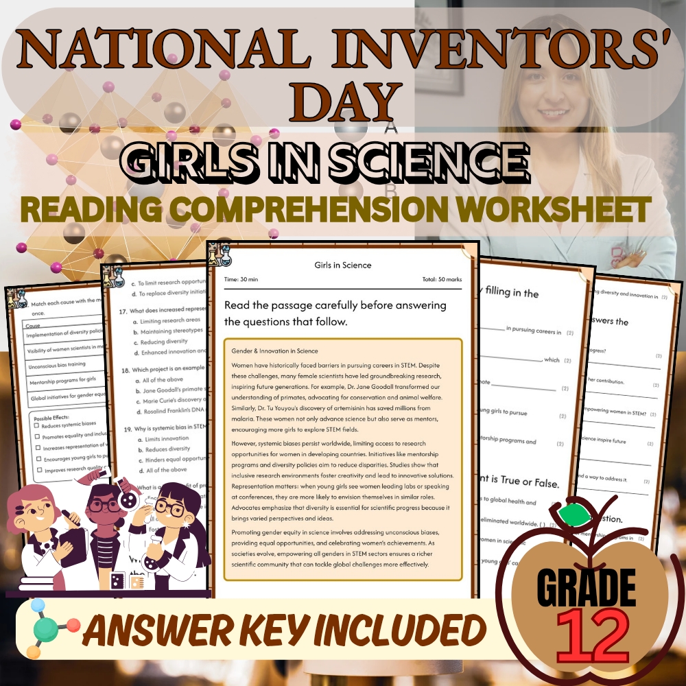 Grade 12 | Girls in Science for Mastering February Standards | PDF + Answer Key