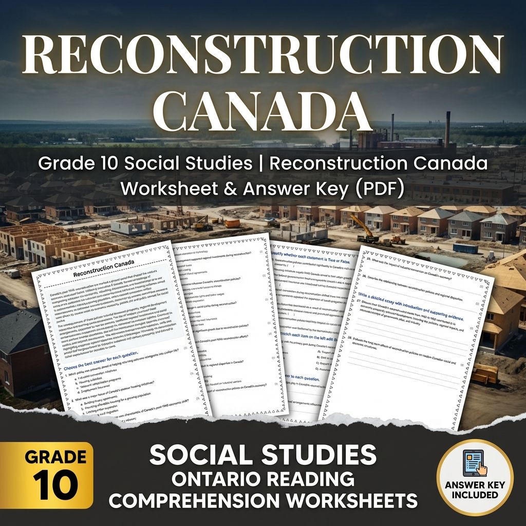 Grade 10 Social Studies | Reconstruction Canada Worksheet & Answer Key (PDF)