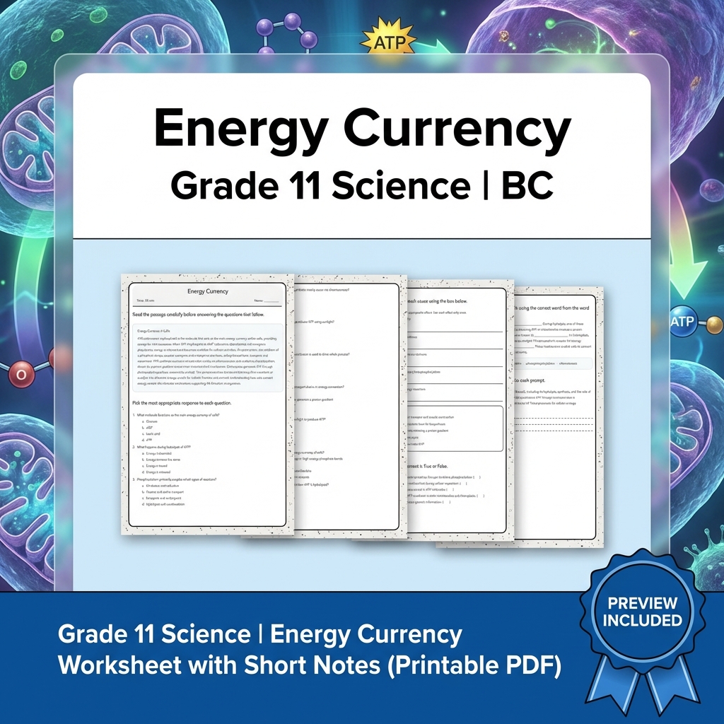 Grade 11 Science Full Year Bundle | Atomic Theory, Biology, Motion & Energy Worksheets — included worksheet 57