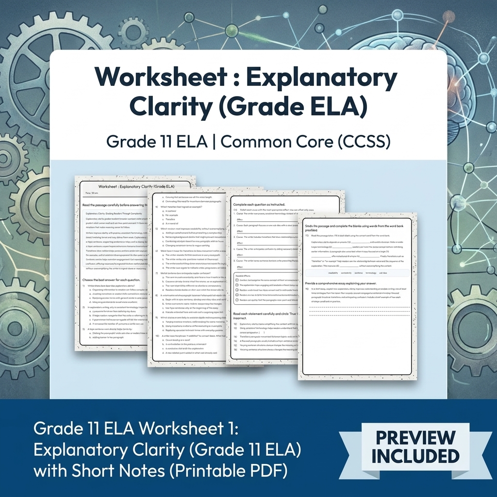 Grade 11 ELA Text Analysis and Writing Full-Year Bundle: Common Core (CCSS) — included worksheet 40