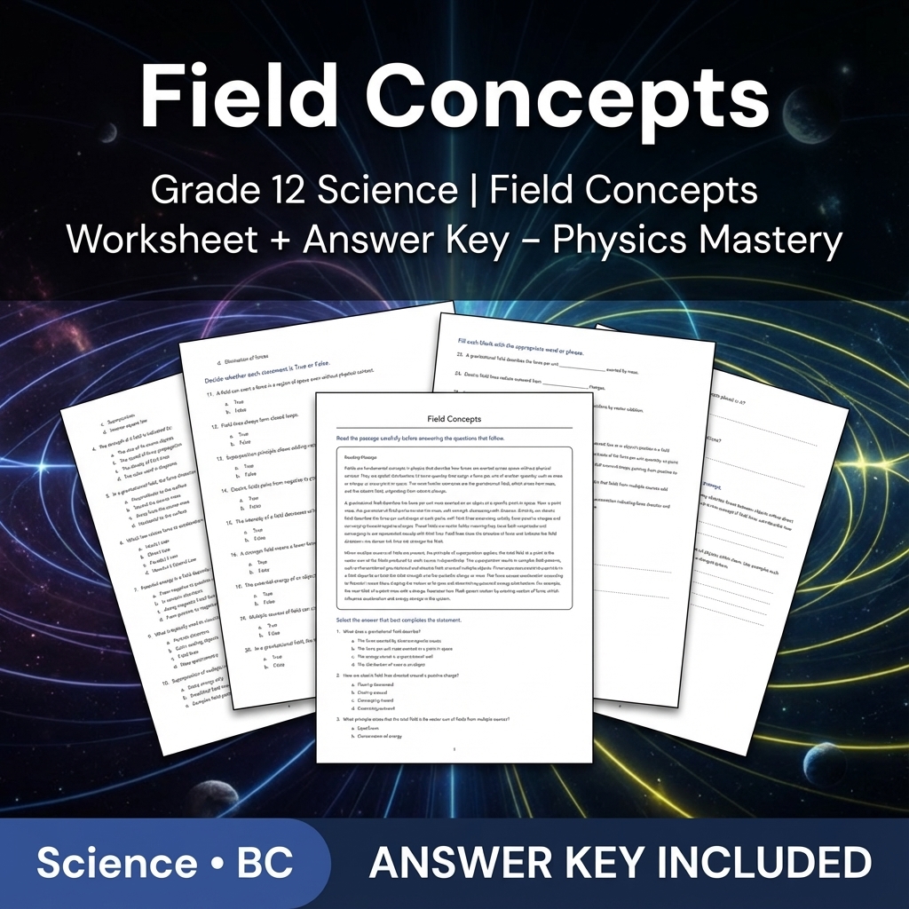 Grade 12 Science BC – Physics, Chemistry, Biology & Earth Science (PDF+ Answers) — included worksheet 57