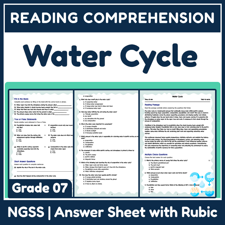 Science reading worksheets worksheet — 7th Grade Science | Water Cycle Reading Worksheets Classroom Transformation — page 1
