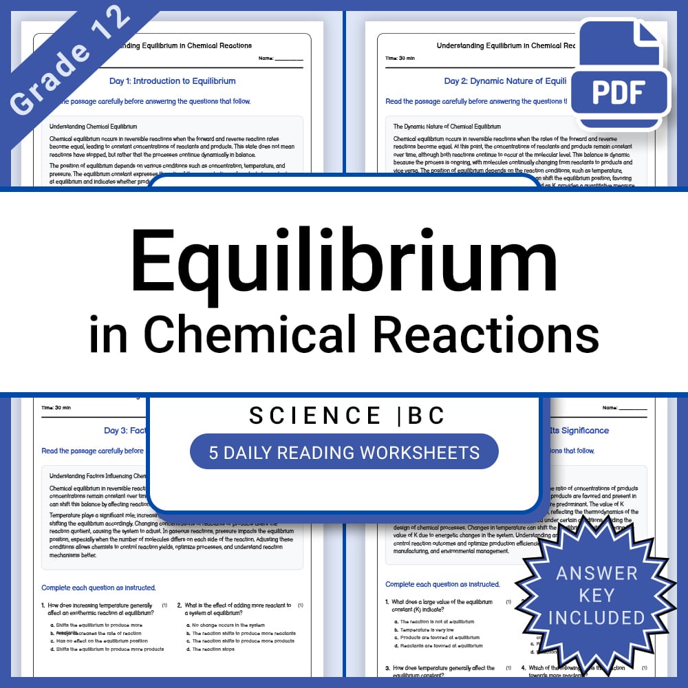 Grade 12 Science Lesson Bundle BC Framework | Daily Reading Worksheets — included worksheet 14