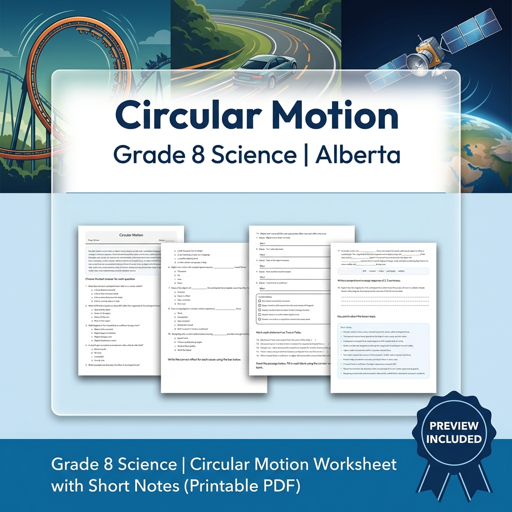 Grade 8 Science Forces & Motion UNIT Bundle – Alberta Curriculum  — included worksheet 14