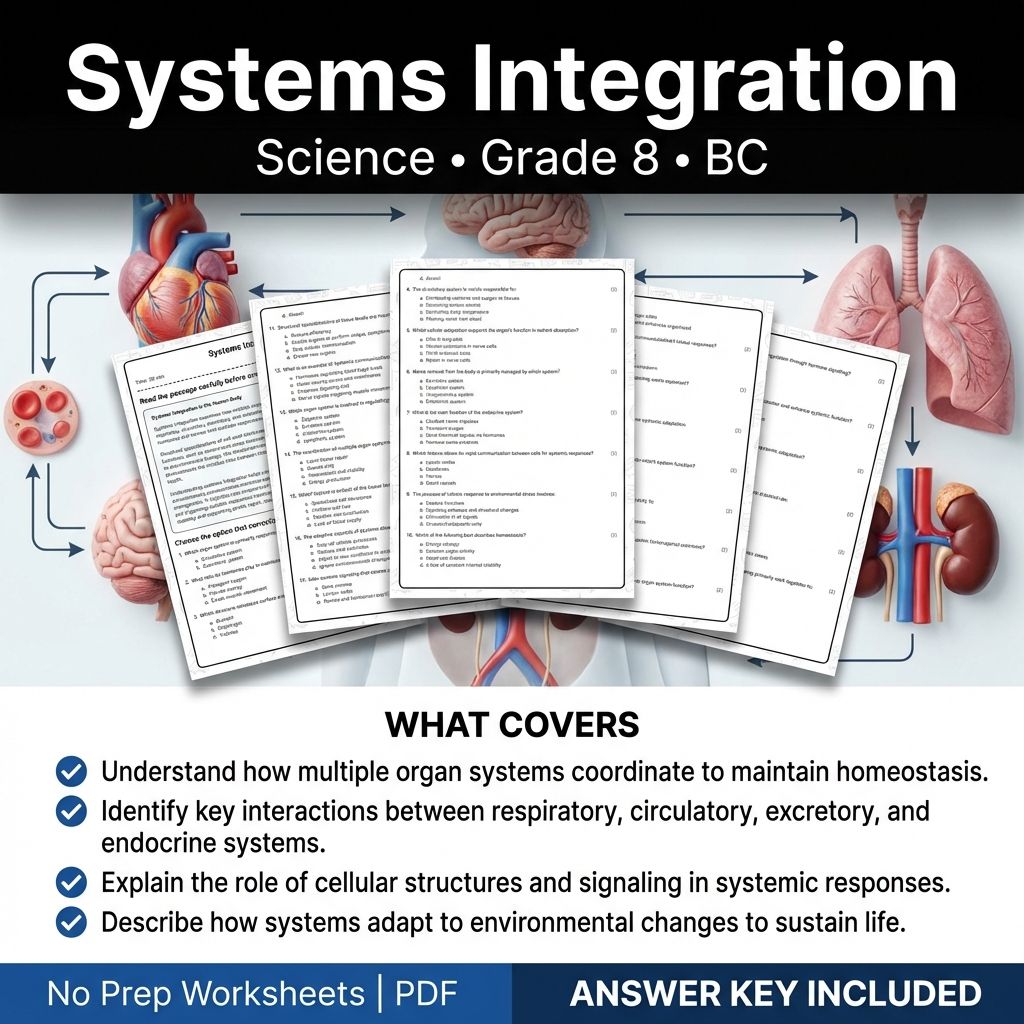 Grade 8 Science | Systems Integration Worksheet & Answer Key (PDF)