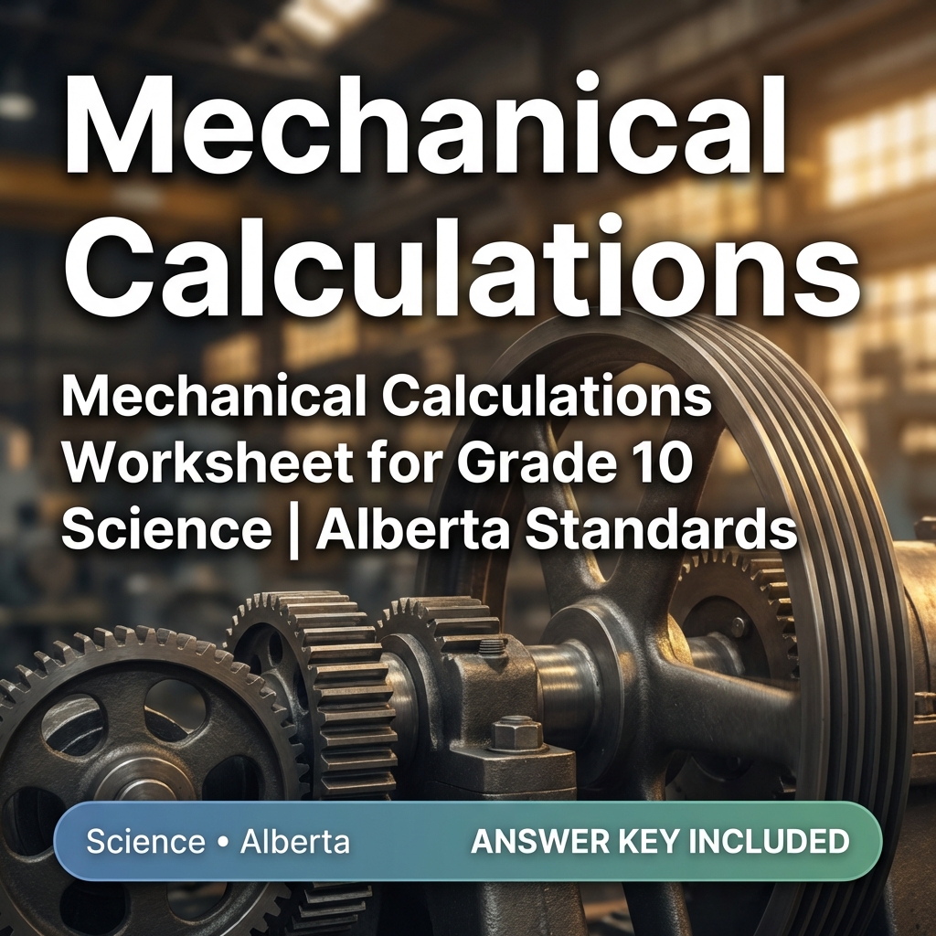 Mechanical Calculations Worksheet for Grade 10 Science | Alberta Standards