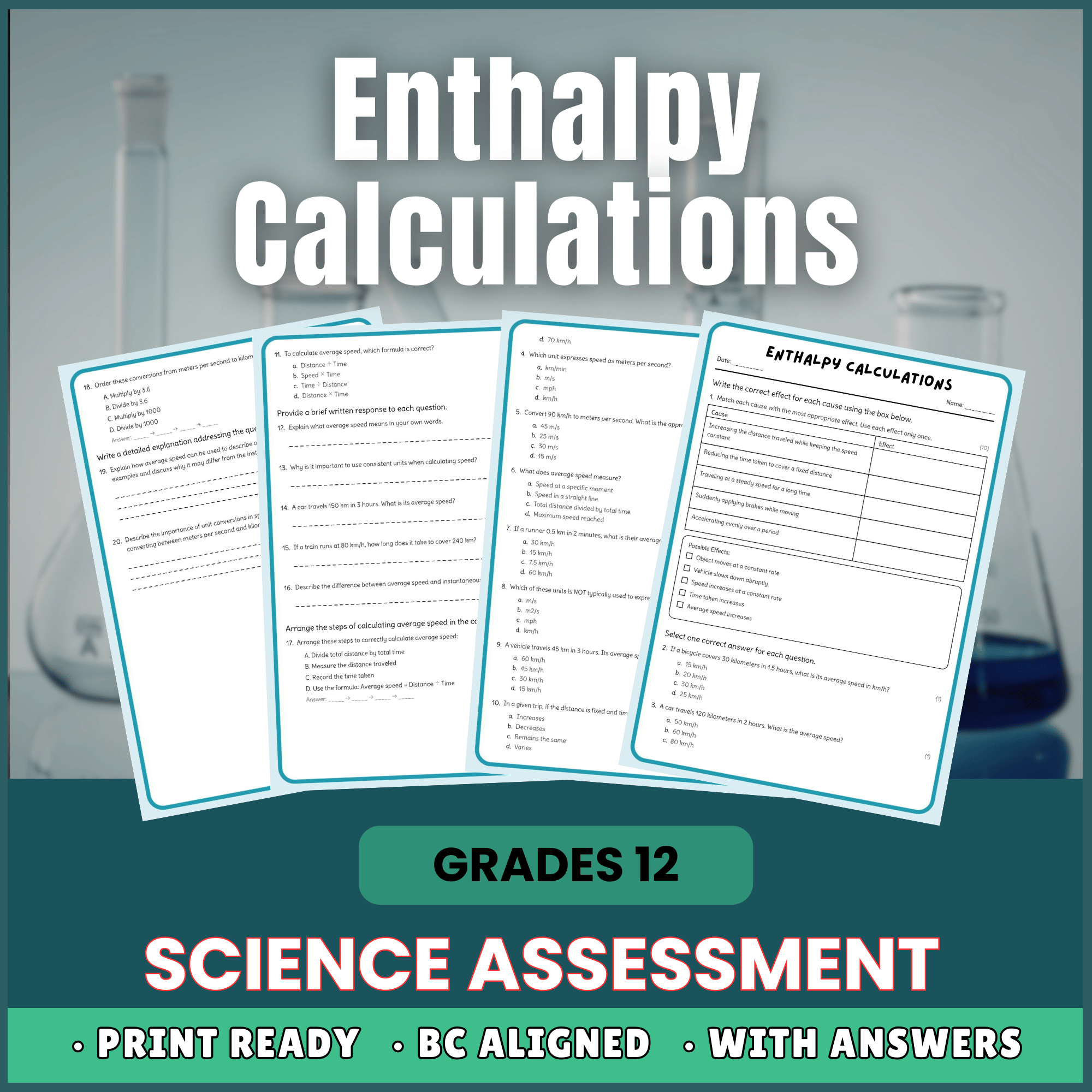Grade 12 Science – Enthalpy Calculations Worksheet (Answer Key) | BC Standards