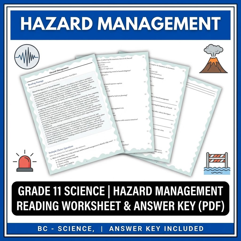 Grade 11 Science | Hazard Management Reading Worksheet & Answer Key (PDF)