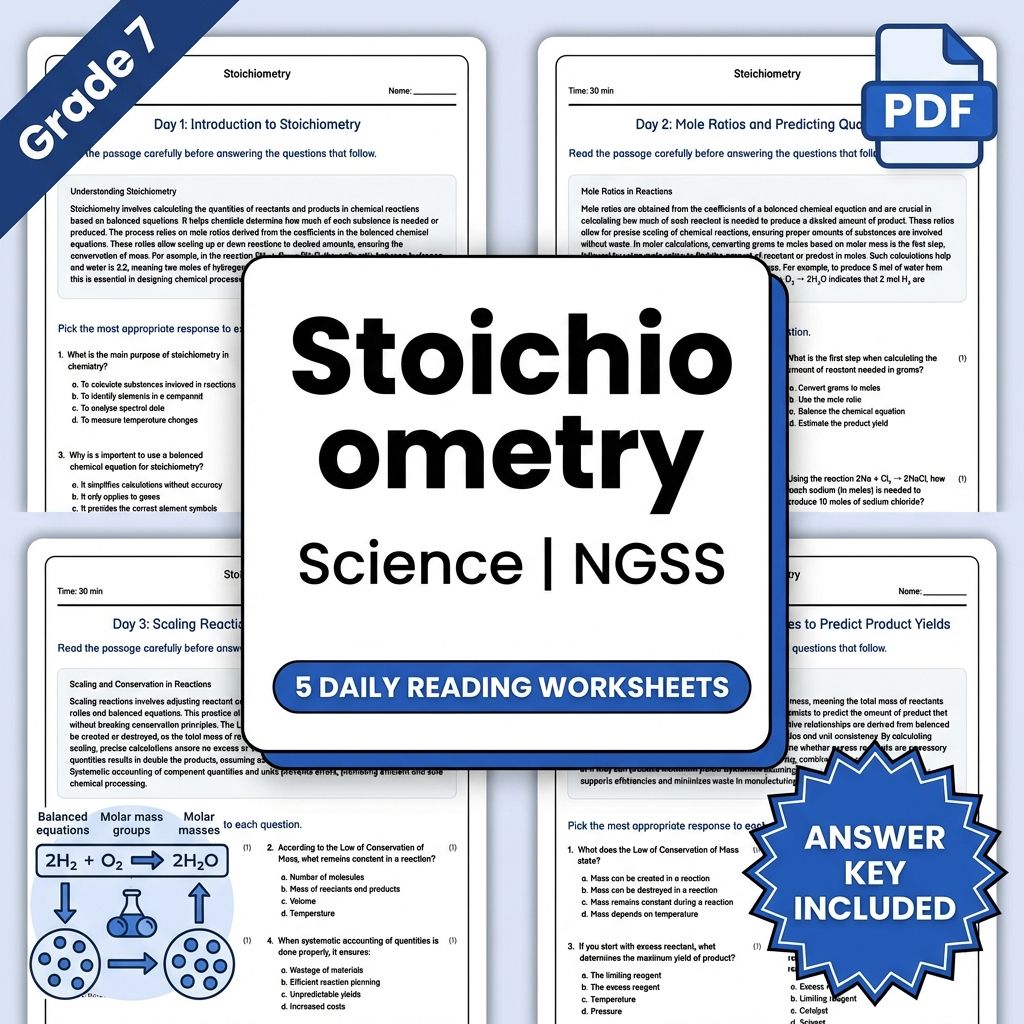 Grade 7 Science – Stoichiometry Daily Reading Worksheet(PDF + Answer Key)