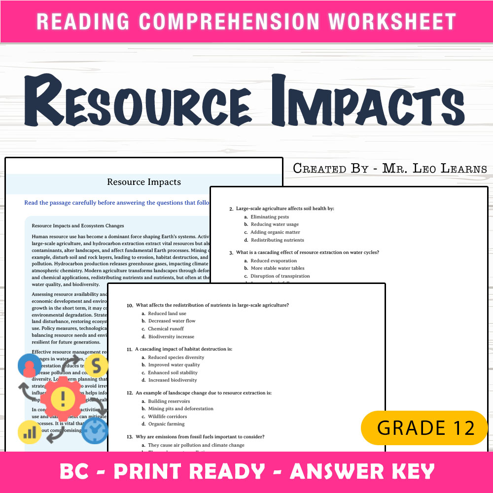 Grade 12 Science worksheet mcq paper worksheet — Grade 12 Science — Worksheet MCQ Paper for Mastering Resource Impacts — p…