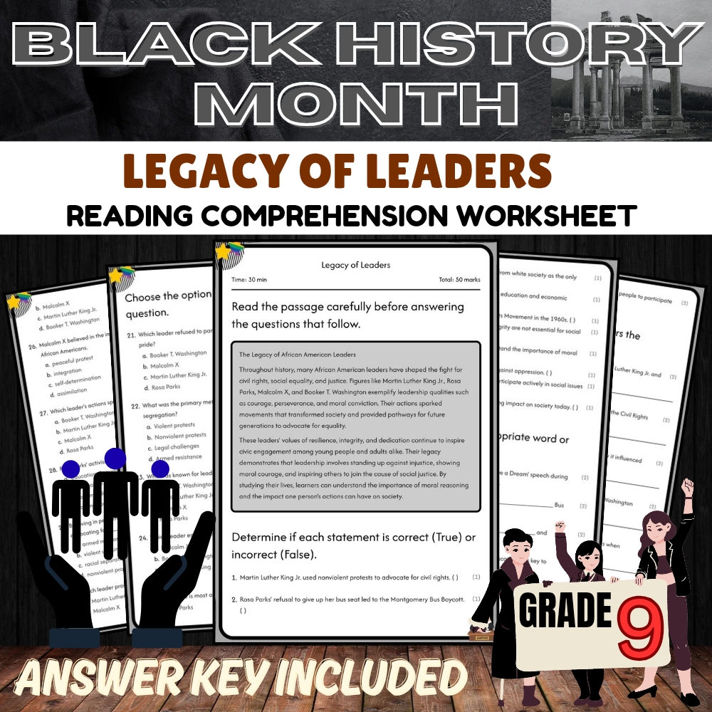 Grade 9 Black History Month Unit Bundle | Celebrating Civil Rights & Heritage — included worksheet 5