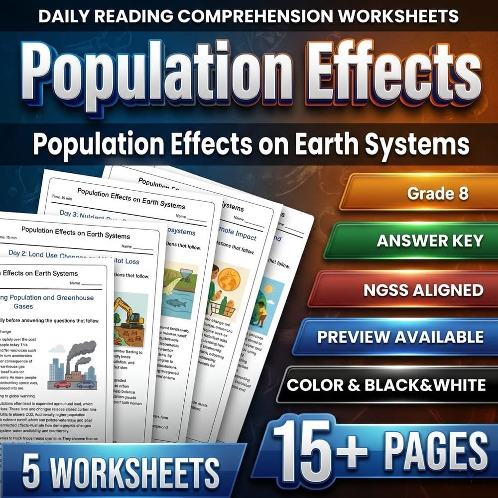 Grade 8 Science – Population Effects & Human Impact | Daily Reading Worksheet