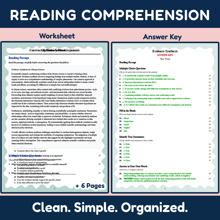 Grade 12 Science reading worksheets worksheet — Grade 12 Science | Evidence Synthesis Reading Worksheet (PDF + Rubric) — p…