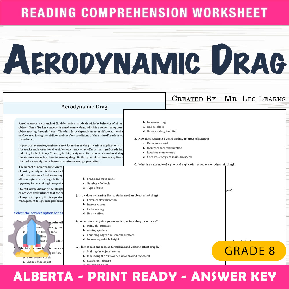 Grade 8 Science worksheet mcq paper worksheet — Grade 8 Science — Aerodynamic Drag Worksheet MCQ Paper for Mastery — page 1
