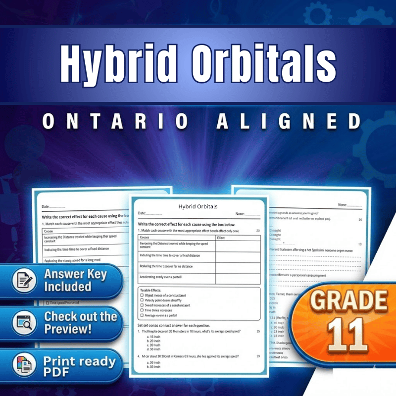 Grade 11 Science | Hybrid Orbitals Worksheet (Ontario) PDF