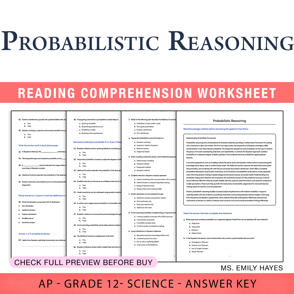 Grade 12 Science worksheet assessment worksheet — Grade 12 Science | Probabilistic Reasoning Worksheet (PDF+ Answer Key) —…