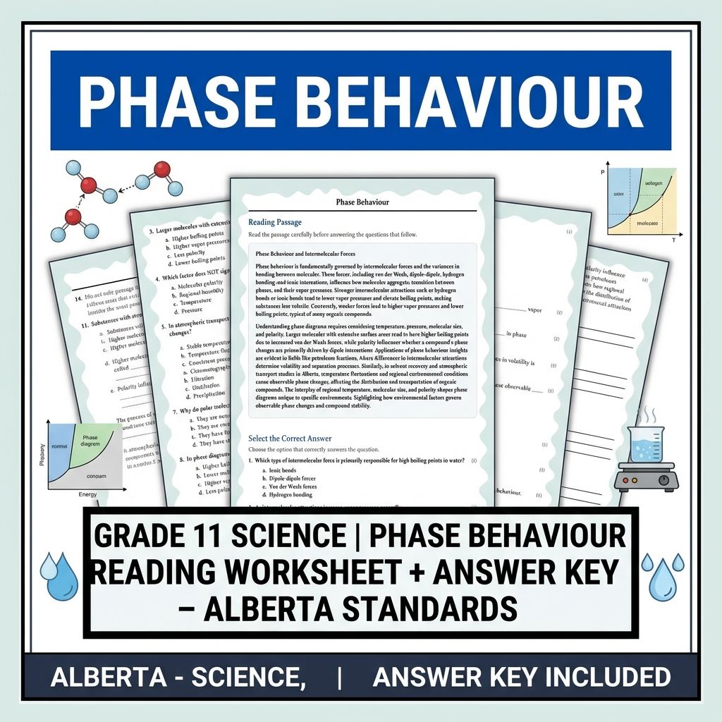 Grade 11 Science | Phase Behaviour Worksheet + Answer Key – Alberta Standards