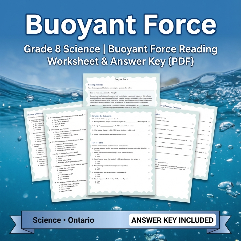Grade 8 Science Worksheets Bundle | Biology, Physics & Earth Science Resources — included worksheet 58