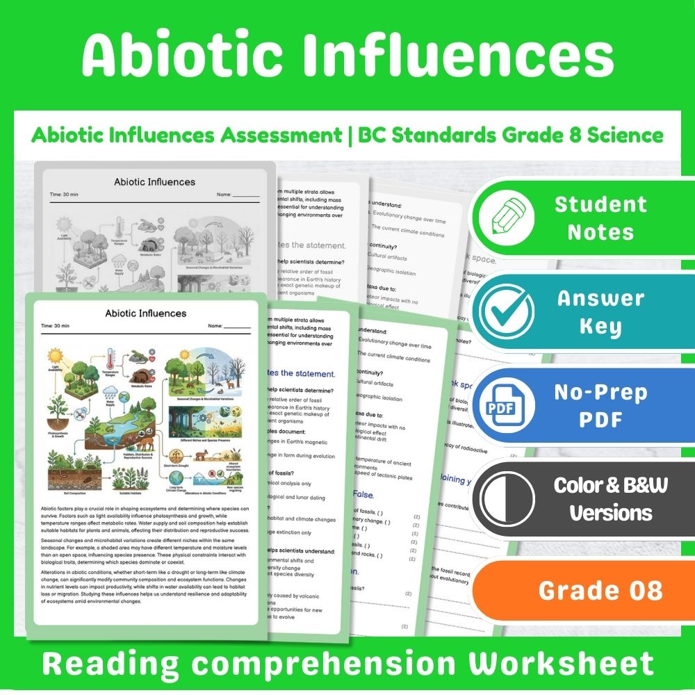 Grade 8 Science Mini Bundle – Ecosystems & Ecological Assessment | BC Standards — included worksheet 14