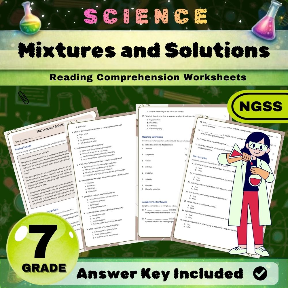 Grade 7 Science Worksheet Bundle | Earth & Space, Life, and Physical Science — included worksheet 44