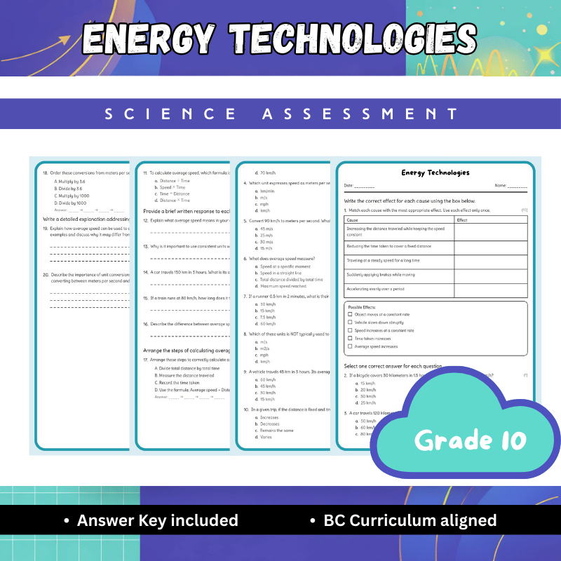 Grade 10 Science science 1 worksheet — Grade 10 Science | Energy Technologies Worksheets + Answer Key - BC Standard