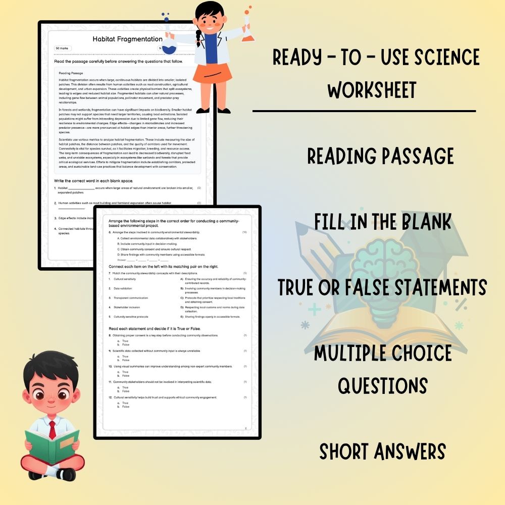 Grade 6 Science worksheet worksheet — 6th Grade Science Habitat Fragmentation Worksheet – Ontario Standards (PDF ) — page 2