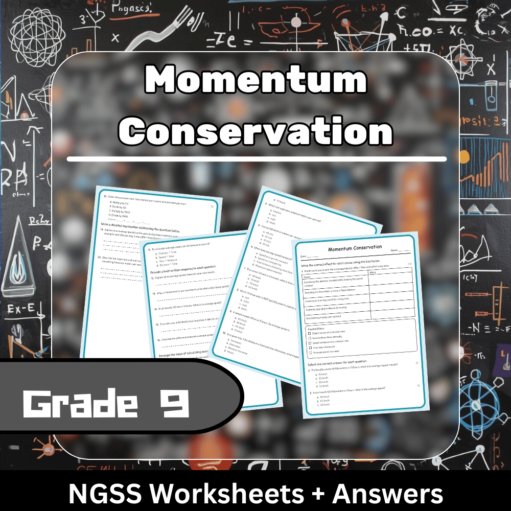 Grade 9 Science | Momentum Conservation Worksheet (Answer Key) | NGSS Aligned