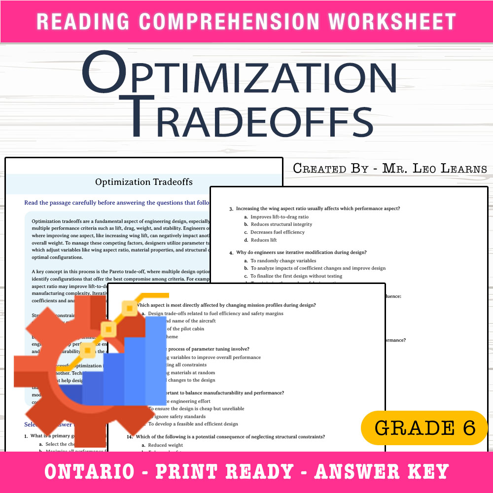 Grade 6 Science worksheet worksheet — Grade 6 Science — Optimization Tradeoffs Worksheet for Mastering Engineering Concept…