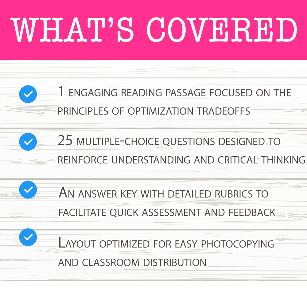 Grade 6 Science worksheet worksheet — Grade 6 Science — Optimization Tradeoffs Worksheet for Mastering Engineering Concept…