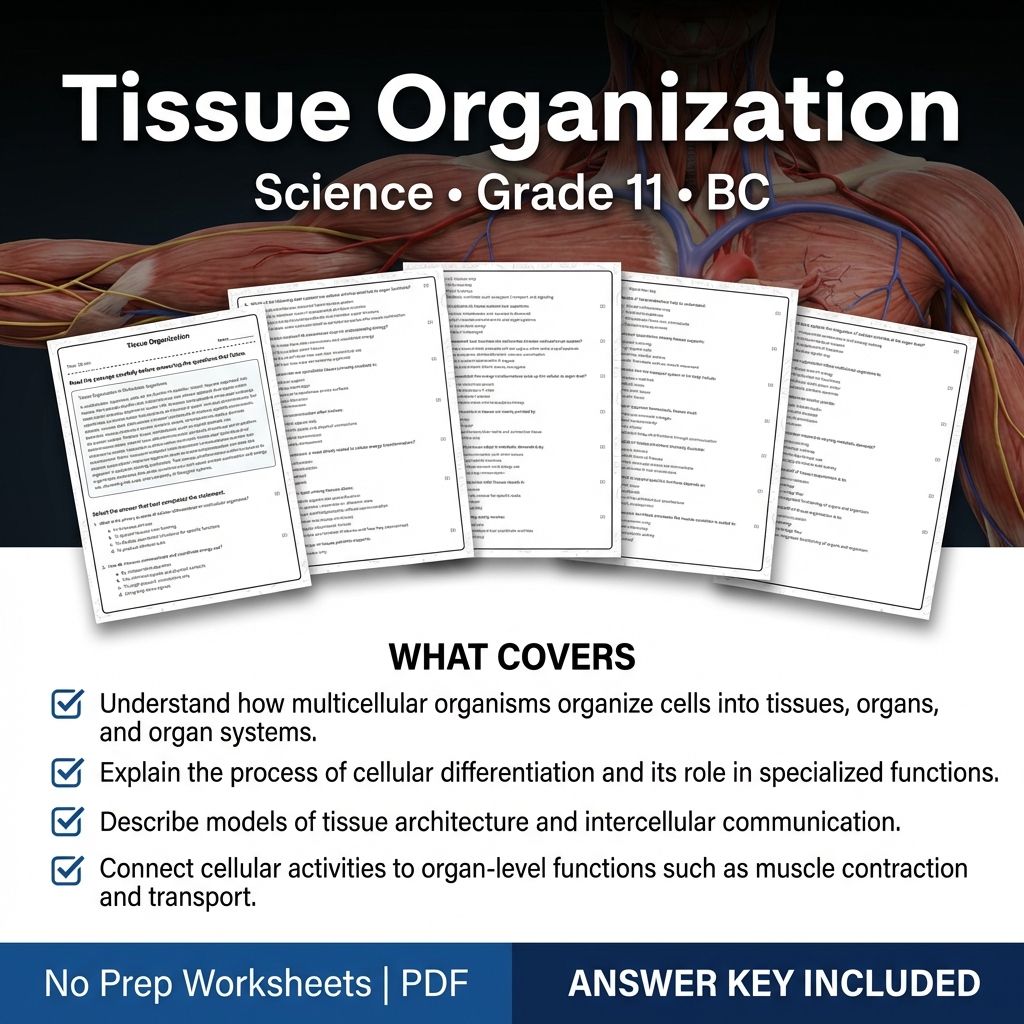 Grade 11 Science | Tissue Organization Worksheet with Answer Key (PDF)