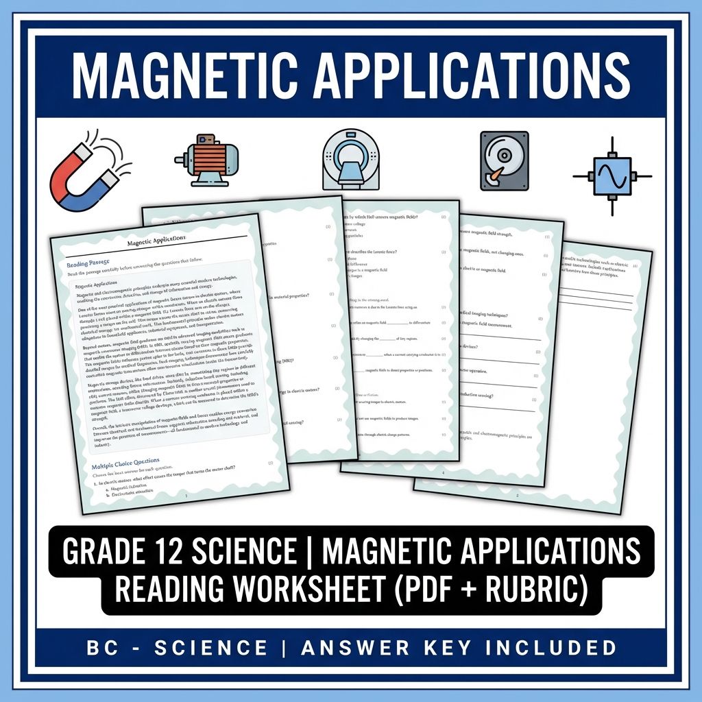Grade 12 Science | Magnetic Applications Reading Worksheet (PDF + Rubric)