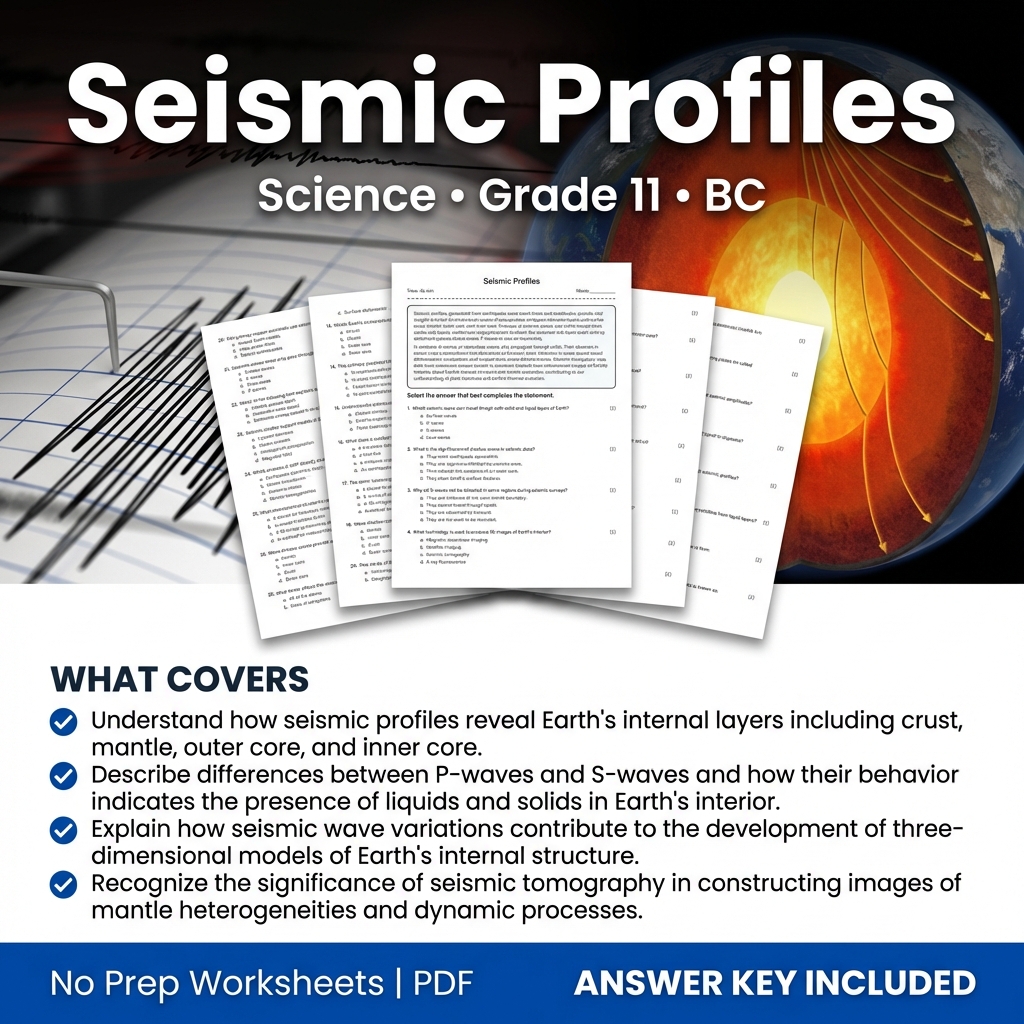 Grade 11 Science | Seismic Profiles Worksheet & Answer Key (Printable PDF)