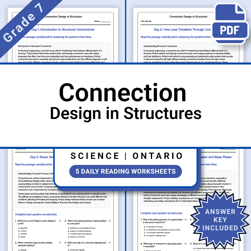 Grade 7 Science Lesson Bundle: Engineering & Structural Materials Ontario — included worksheet 12