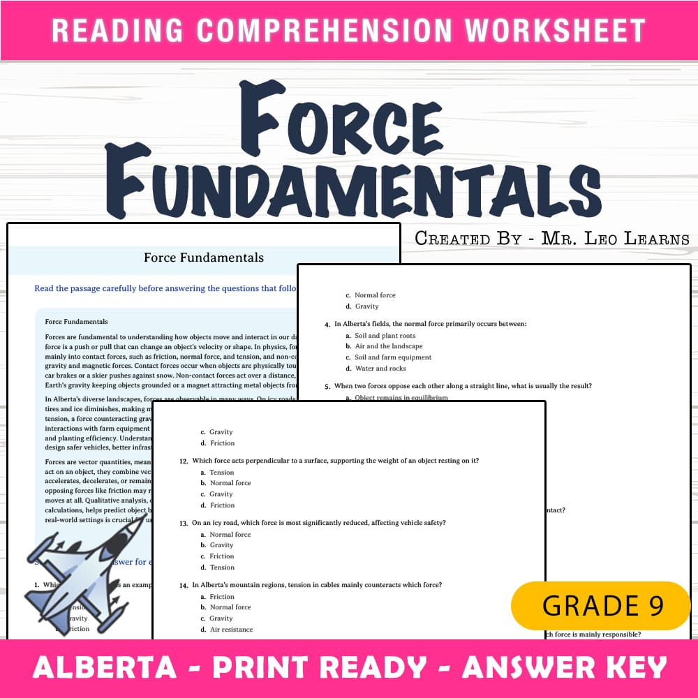 Grade 9 Science worksheet mcq paper worksheet — Grade 9 Science — Worksheet MCQ Paper for Mastering Force Fundamentals — p…