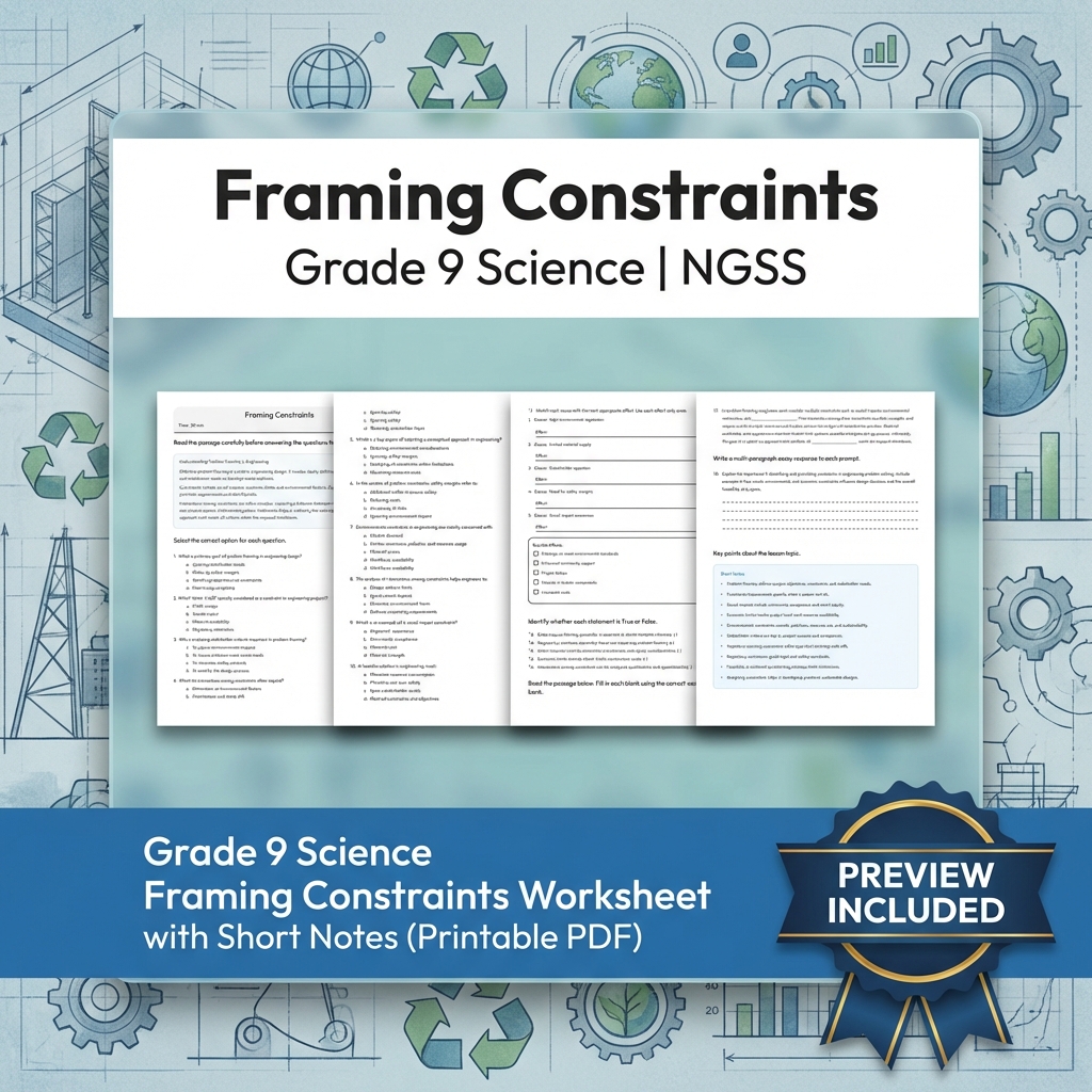 Grade 9 Science NGSS Engineering Design  Bundle  Prototyping & Evaluation — included worksheet 4