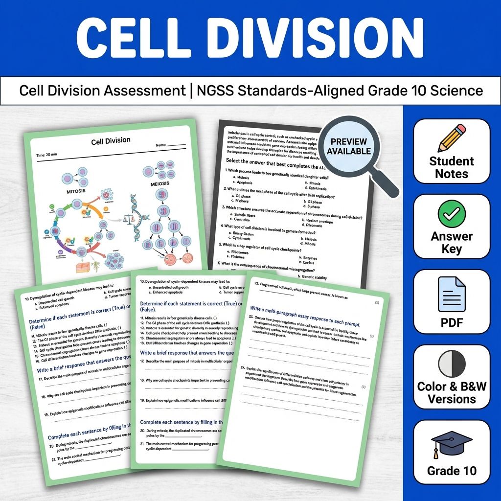 Cell Division Assessment | NGSS Standards-Aligned Grade 10 Science
