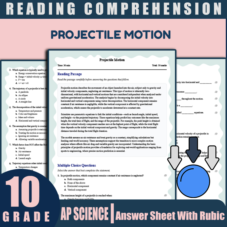 Grade 10 Science reading worksheets worksheet — 10th Grade Science | Projectile Motion Reading Worksheet with Answer Key (…