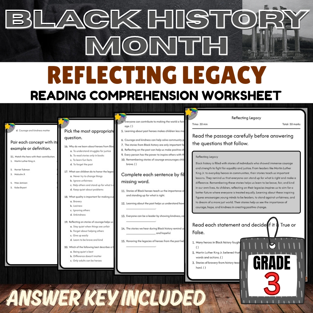 Grade 3 Black History Month Kickoff UNIT | Cultural Awareness Worksheet Bundle — included worksheet 5