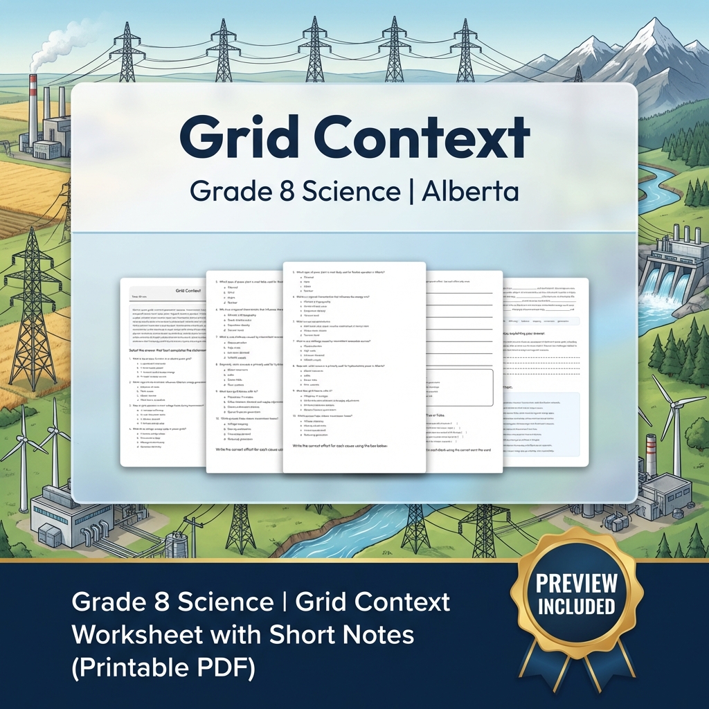 Grade 8 Science Worksheet Bundle | Alberta Standards | Year-Long Assessment Pack — included worksheet 56