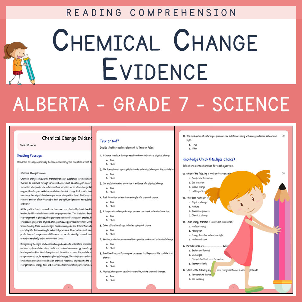 Grade 7 Science worksheet elena worksheet — Grade 7 Science Assessment | Chemical Change Evidence Worksheet | Alberta — pa…