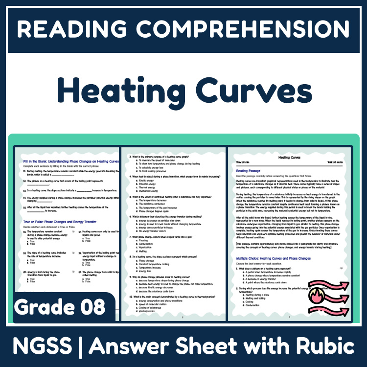 Grade 8 Science reading worksheets worksheet — 8th Grade Science | Heating Curves Reading Worksheet — page 1