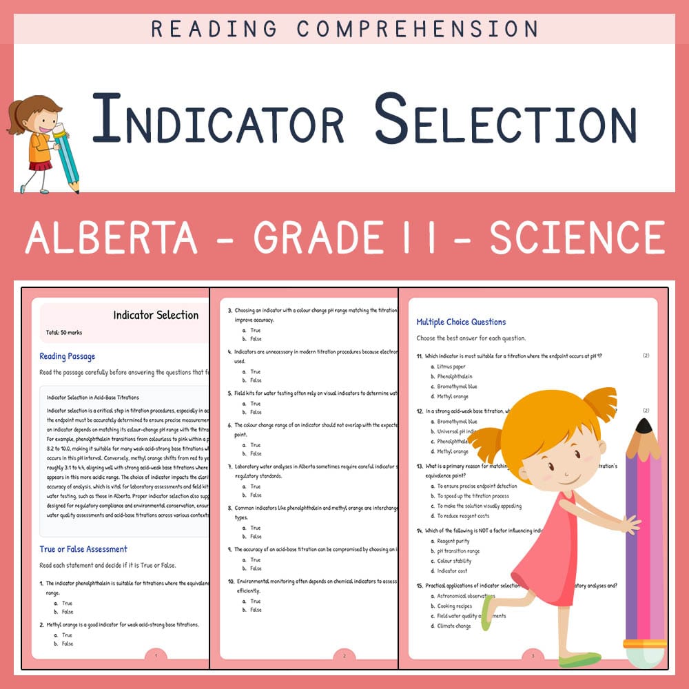 Grade 11 Science worksheet elena worksheet — Grade 11 Science | Indicator Selection Worksheet | Alberta Standards — page 1