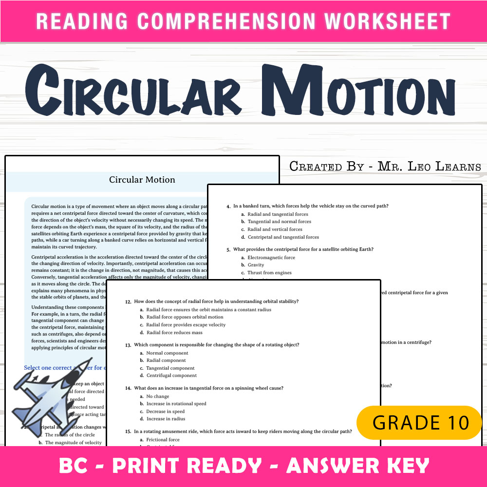 Grade 10 Science worksheet mcq paper worksheet — Grade 10 Science — Worksheet MCQ Paper for Mastering Circular Motion — pa…