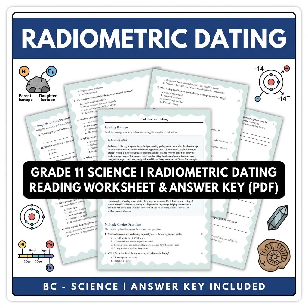 Grade 11 Science | Radiometric Dating Reading Worksheet & Answer Key (PDF)