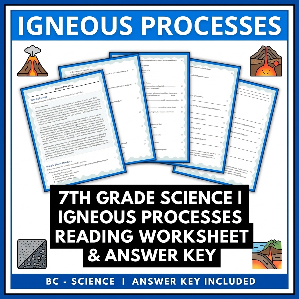 7th Grade Science | Igneous Processes Reading Worksheet & Answer Key