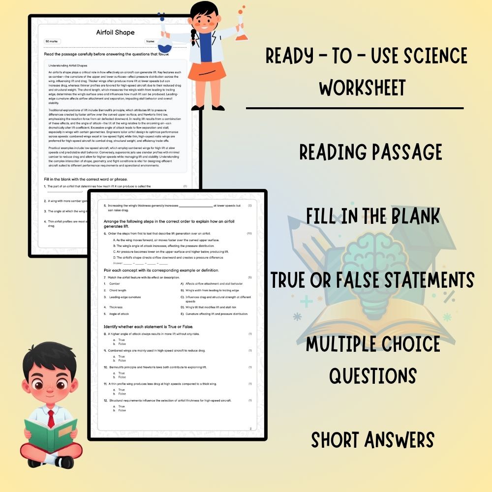 Grade 6 Science worksheet worksheet — Grade 6 Science | Airfoil Shape Worksheet (PDF ) – Ontario Standards — page 2