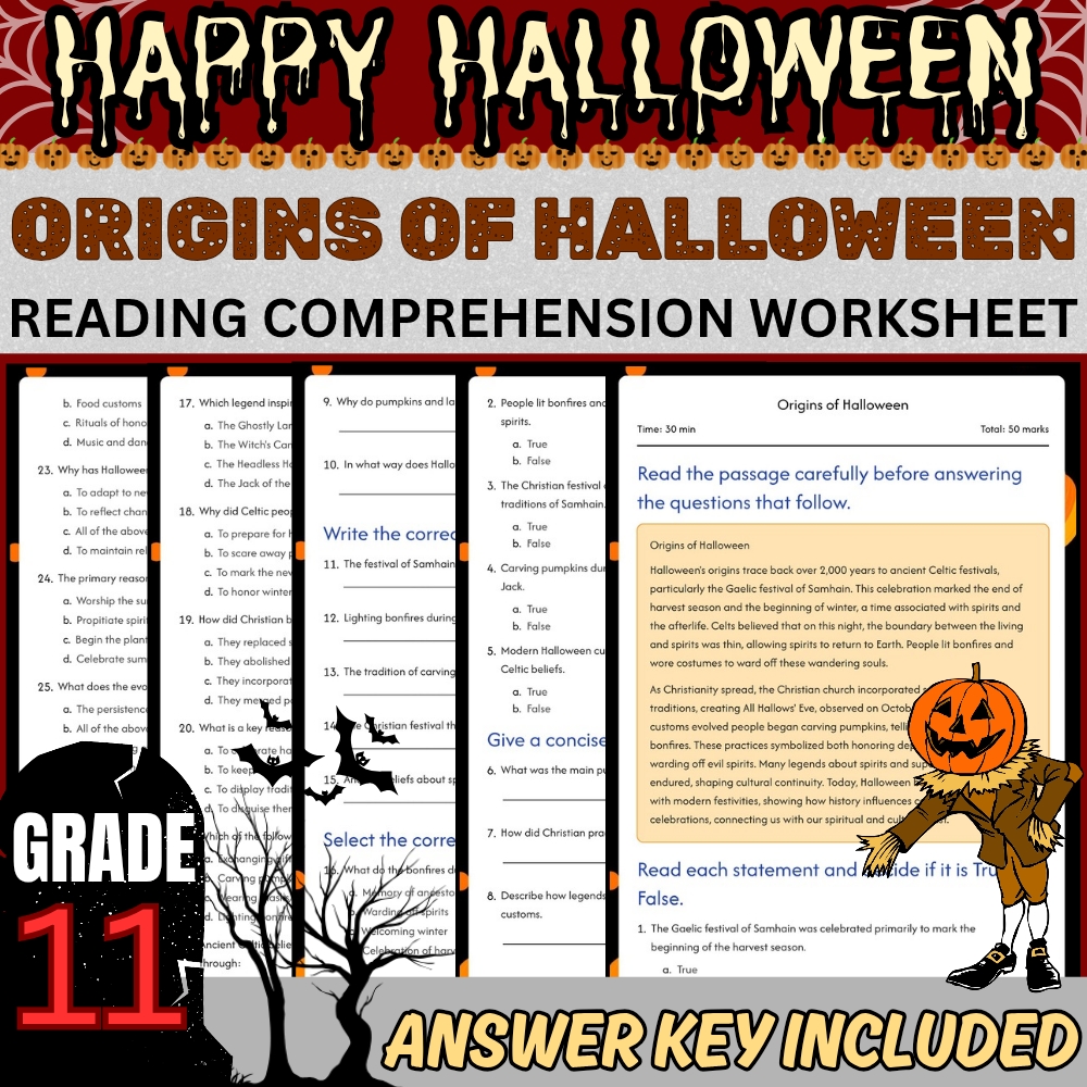 Grade 11 Seasonal Halloween Unit Worksheet Pack (PDF + Answer Key Collection) — included worksheet 5